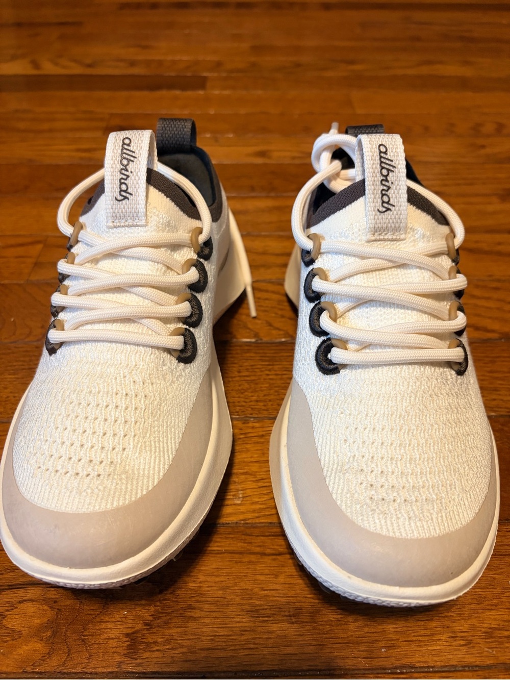 allbirds Women's White and Rustic Brown Knit Sneakers